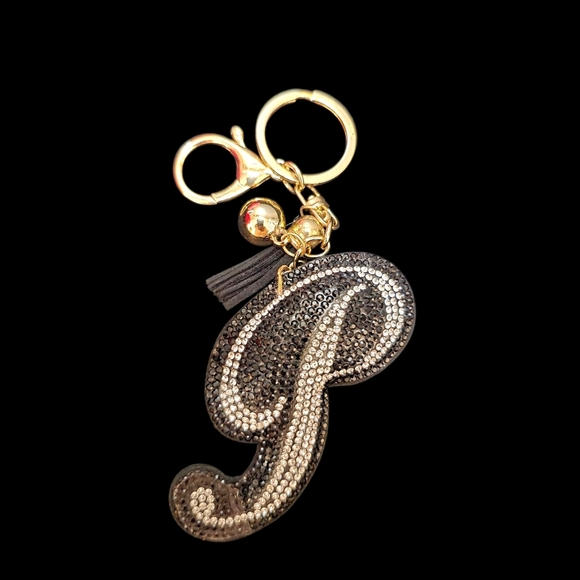 Rhinestone Letter “P” Bag Charm – Sparkly Initial Keychain - Picture 1 of 2